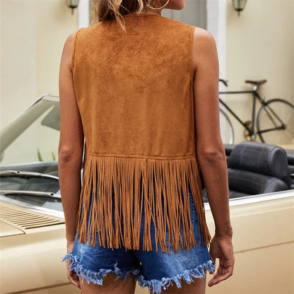 Fringe Vest | Sleeveless Open-Front Waistcoat