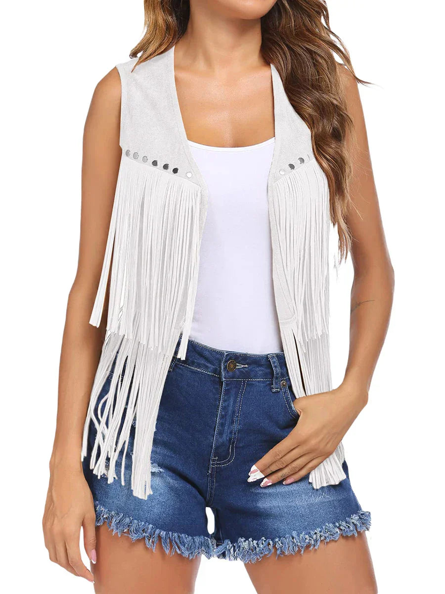 Fringe Vest | Sleeveless Open-Front Waistcoat