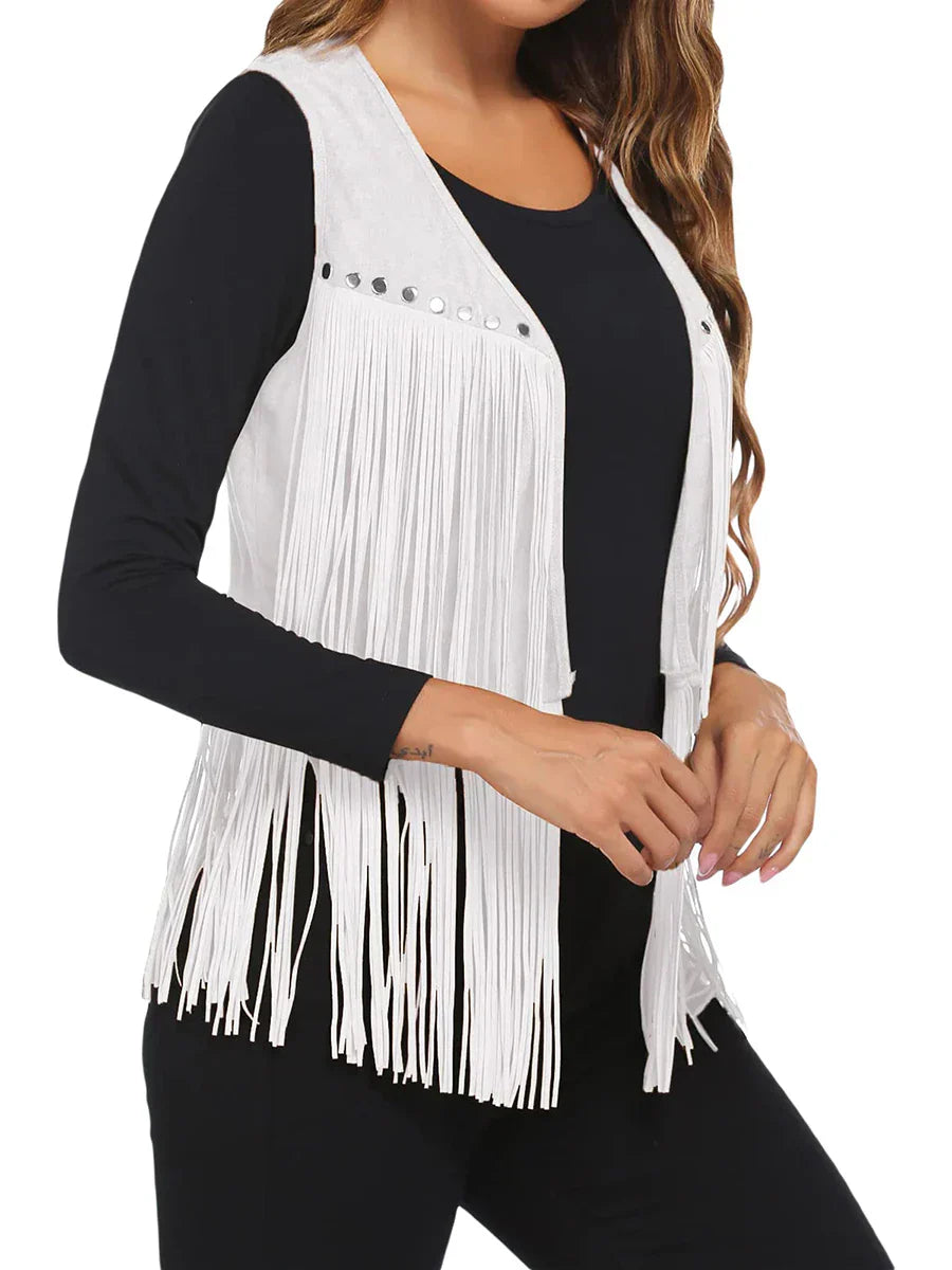 Fringe Vest | Sleeveless Open-Front Waistcoat