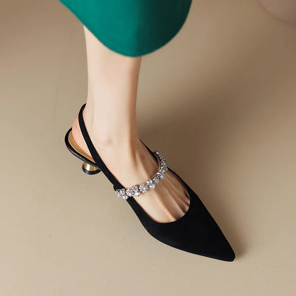 Women's Heels | Crystal Slingback Pointed Pumps