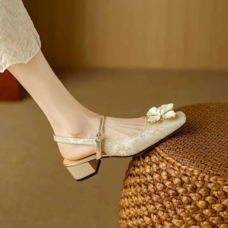 Women's Heels | Floral Jacquard Block-Heel Pumps