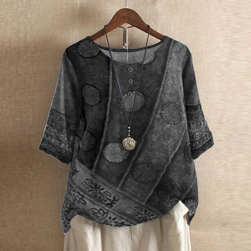 Blouse | Vintage Floral Print Short Sleeve Top