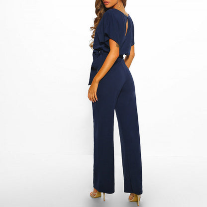 Linen Wide Leg Jumpsuit | Belted Elegant One-Piece