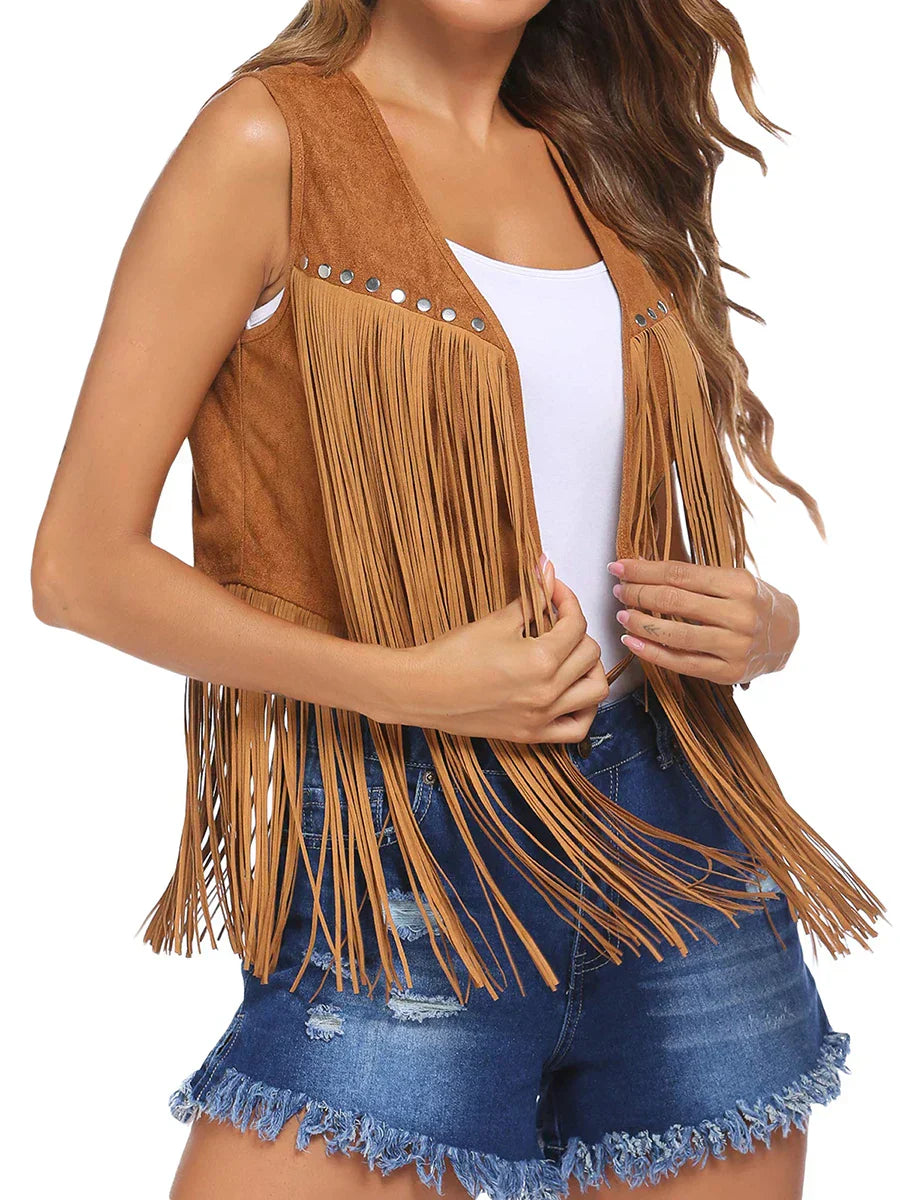 Fringe Vest | Sleeveless Open-Front Waistcoat