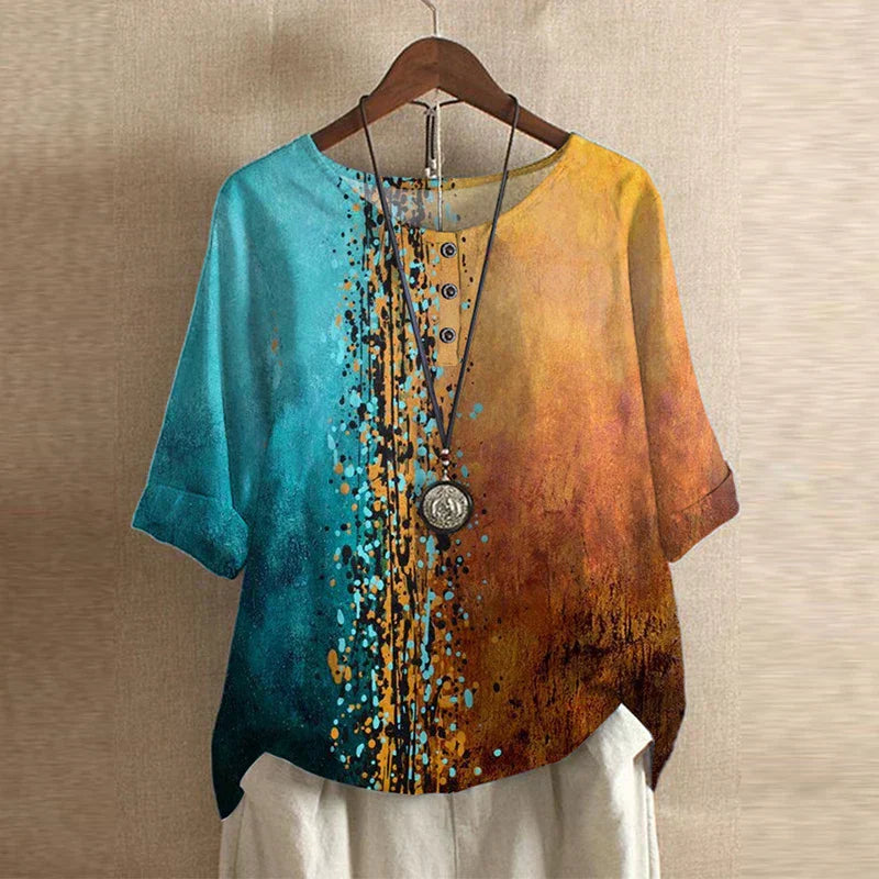Blouse | Vintage Floral Print Short Sleeve Top