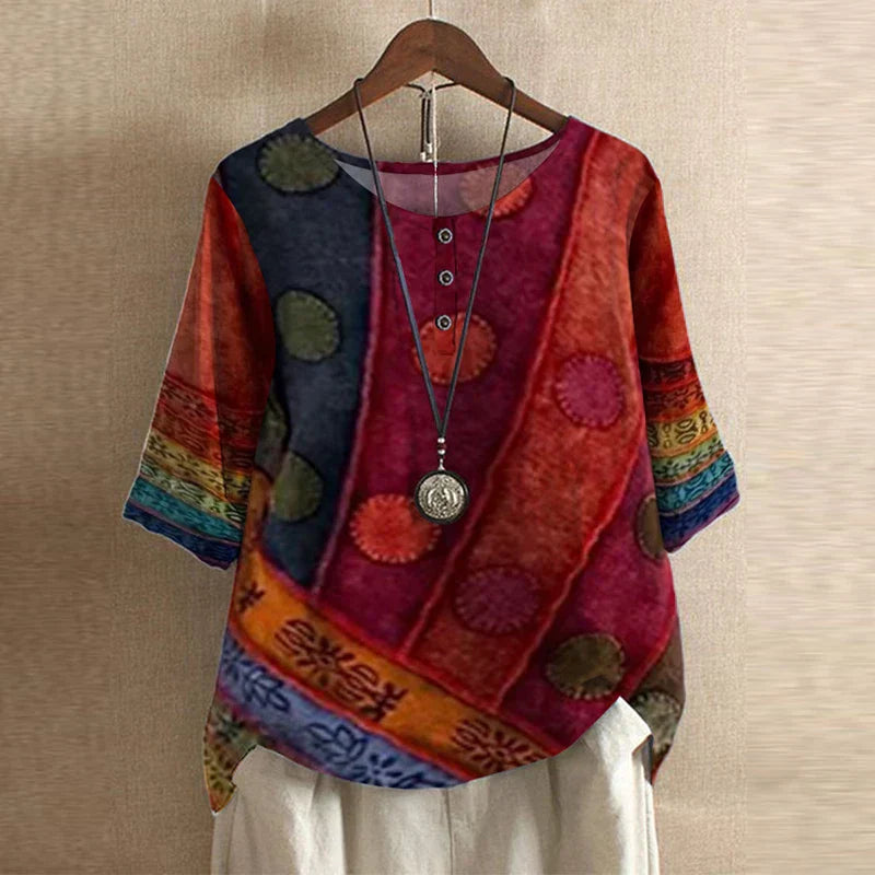 Blouse | Vintage Floral Print Short Sleeve Top