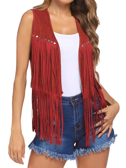 Fringe Vest | Sleeveless Open-Front Waistcoat