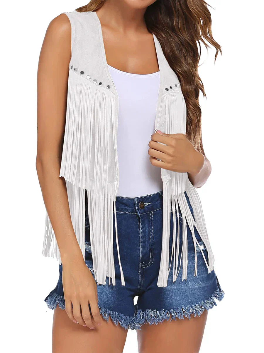 Fringe Vest | Sleeveless Open-Front Waistcoat