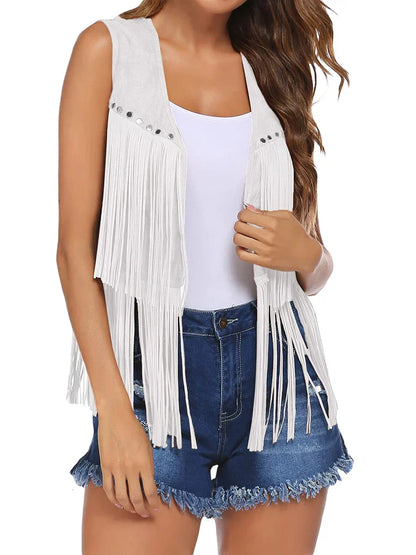 Fringe Vest | Sleeveless Open-Front Waistcoat