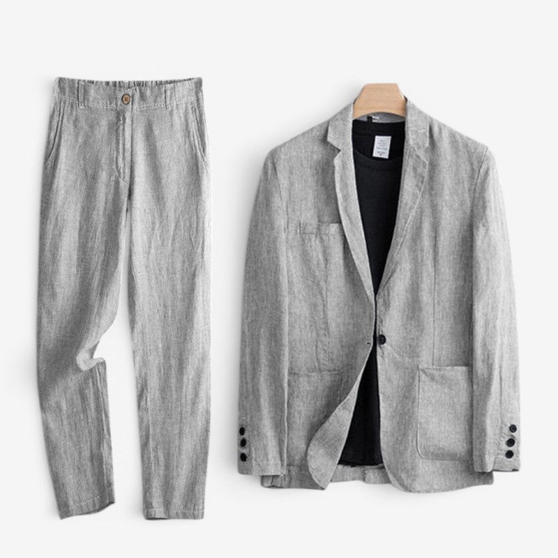 Linen Set | Blazer & Wide-Leg Trousers Two-Piece