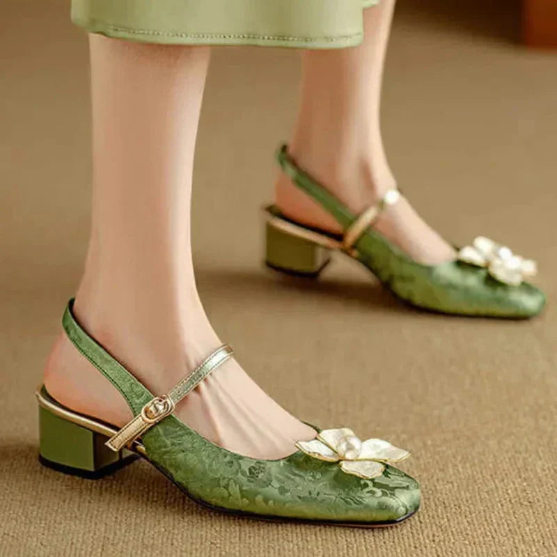 Women's Heels | Floral Jacquard Block-Heel Pumps