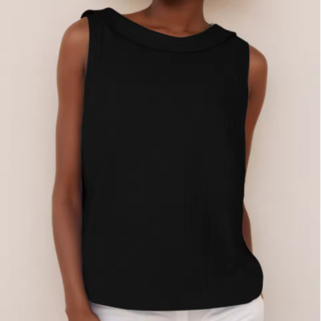 Sleeveless Roll Collar Top | Relaxed Summer Top
