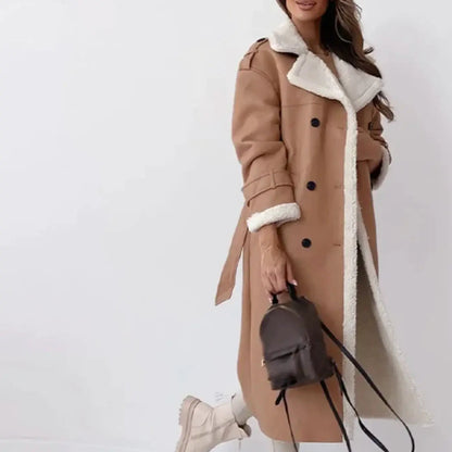 Long Winter Coat | Fleece-Lined Teddy Collar Coat