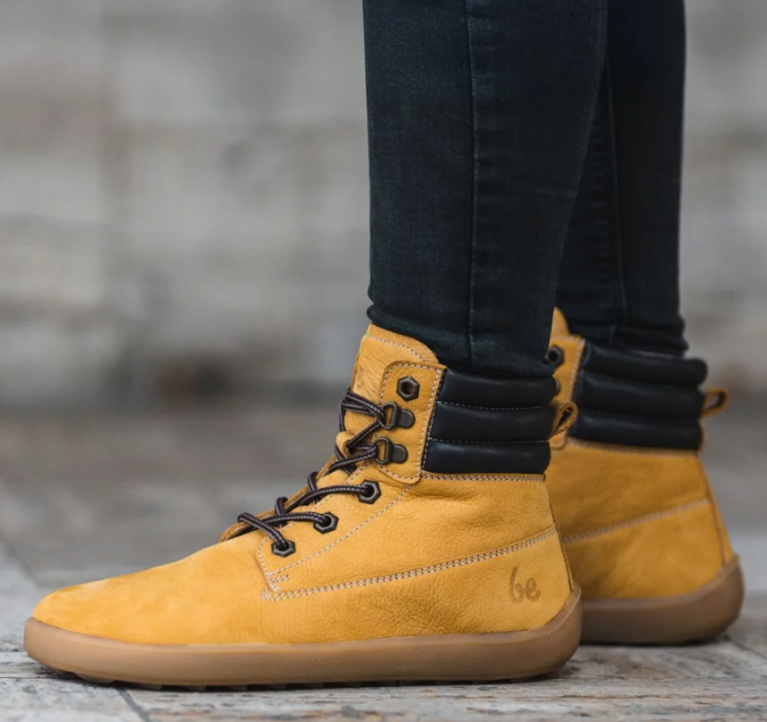 Barefoot Boots | Nubuck Leather Ankle Boots in Mustard
