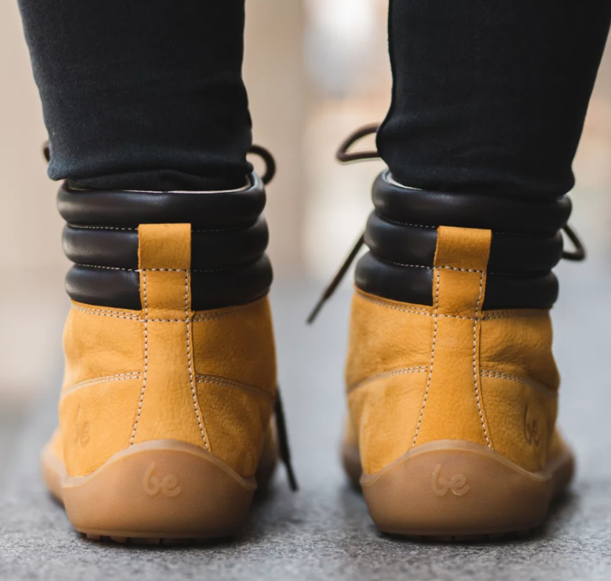 Barefoot Boots | Nubuck Leather Ankle Boots in Mustard