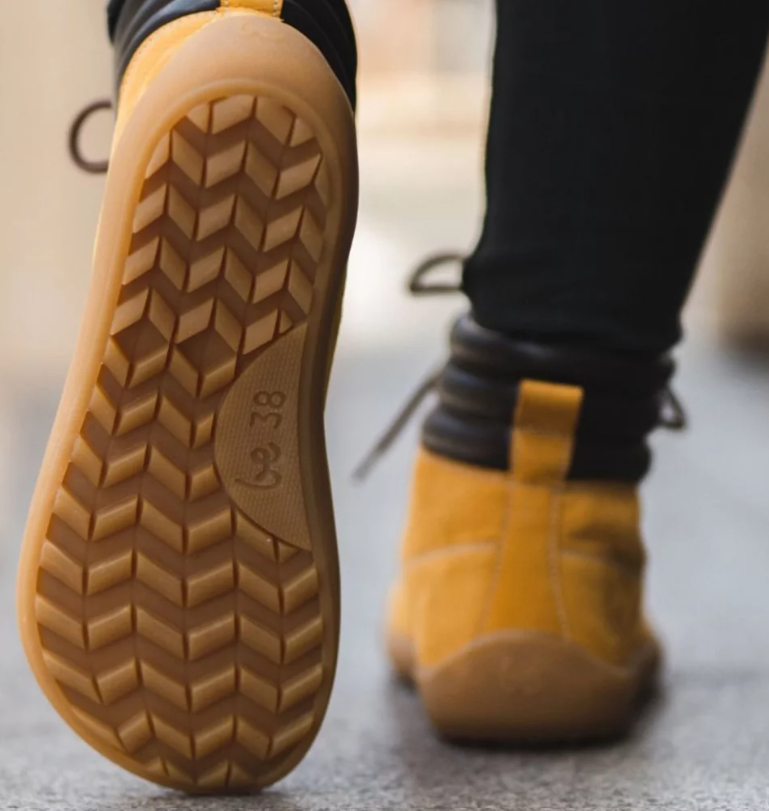 Barefoot Boots | Nubuck Leather Ankle Boots in Mustard