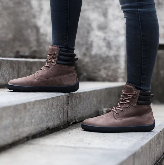 Barefoot Boots | Nubuck Leather Ankle Boots in Chocolate