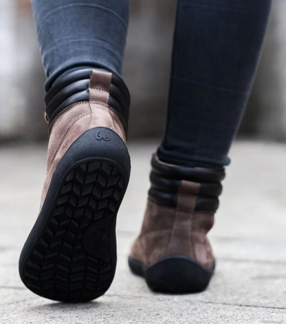 Barefoot Boots | Nubuck Leather Ankle Boots in Chocolate