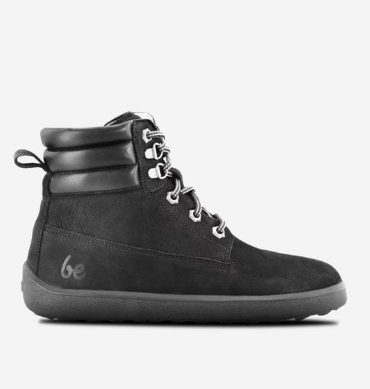 Women's black nubuck leather barefoot ankle boots