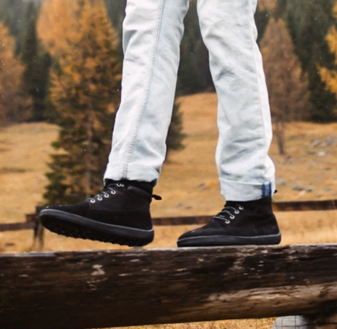Barefoot Boots | Nubuck Leather Ankle Boots in Black