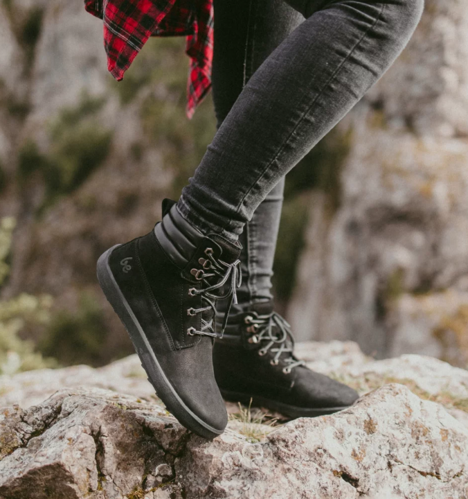 Barefoot Boots | Nubuck Leather Ankle Boots in Black