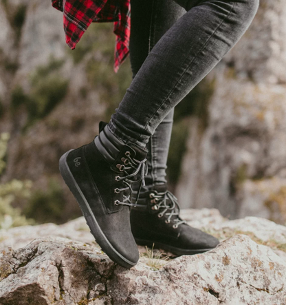 Barefoot Boots | Nubuck Leather Ankle Boots in Black