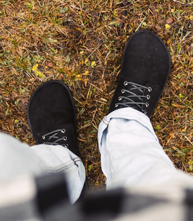 Barefoot Boots | Nubuck Leather Ankle Boots in Black