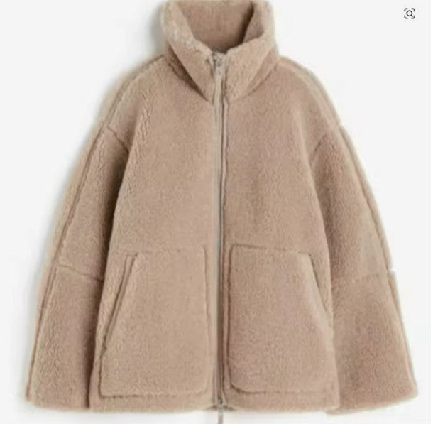 Women's Jacket | Oversized Teddy Fleece Zip Jacket