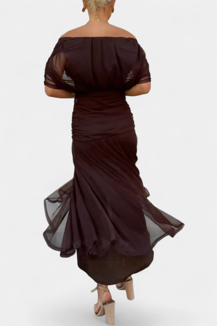 Maxi Dress | Ruched V-Neck Flowing Maxi Dress