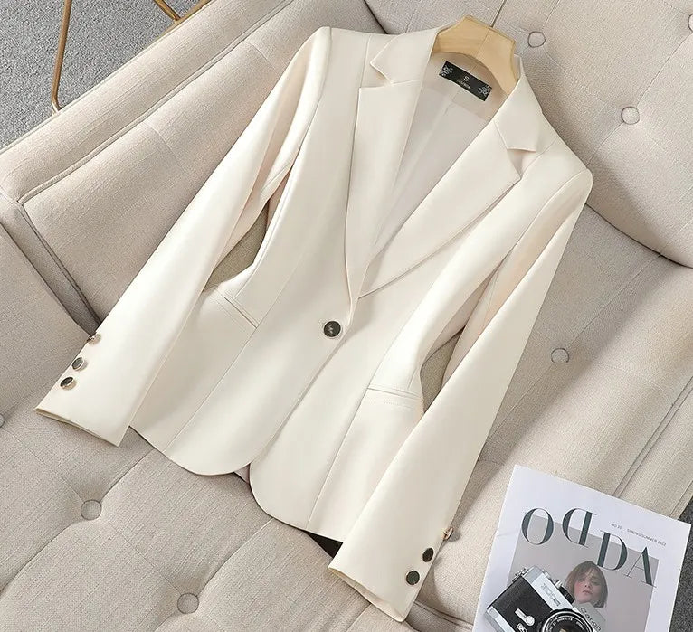 Linen One-Button Blazer | Tailored Lapel Jacket
