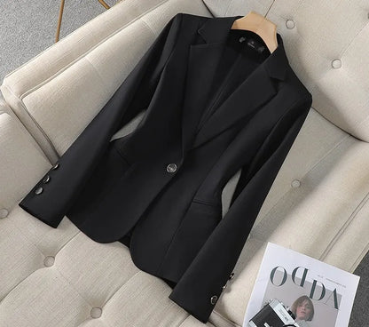 Linen One-Button Blazer | Tailored Lapel Jacket