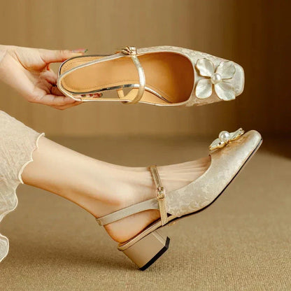 Women's Heels | Floral Jacquard Block-Heel Pumps