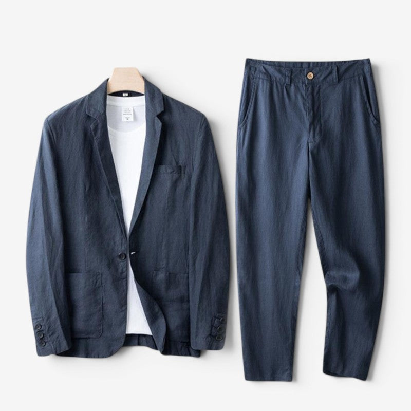 Linen Set | Blazer & Wide-Leg Trousers Two-Piece