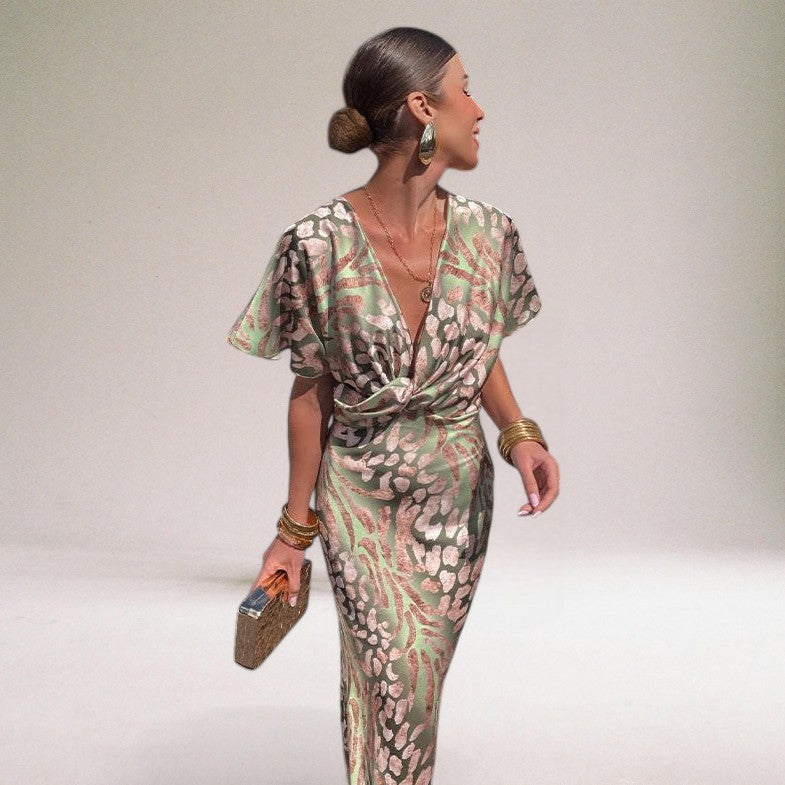 Satin Wrap Maxi Dress | Wedding Guest Occasion Dress