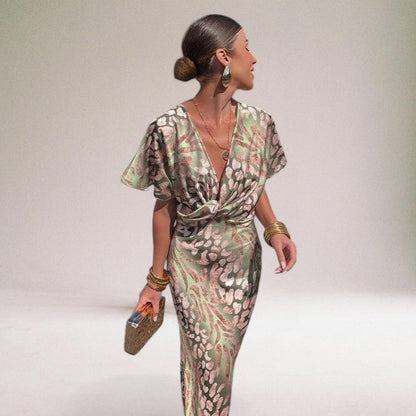 Satin Wrap Maxi Dress | Wedding Guest Occasion Dress