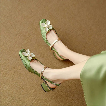 Women's Heels | Floral Jacquard Block-Heel Pumps