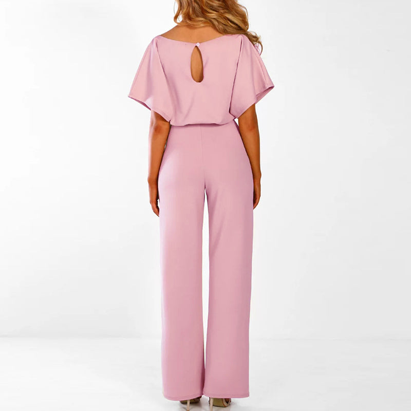 Linen Wide Leg Jumpsuit | Belted Elegant One-Piece