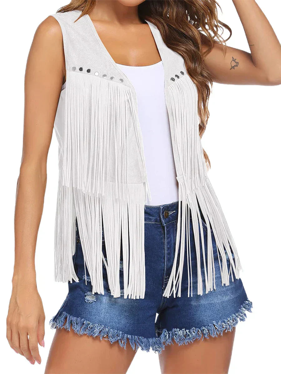 Fringe Vest | Sleeveless Open-Front Waistcoat