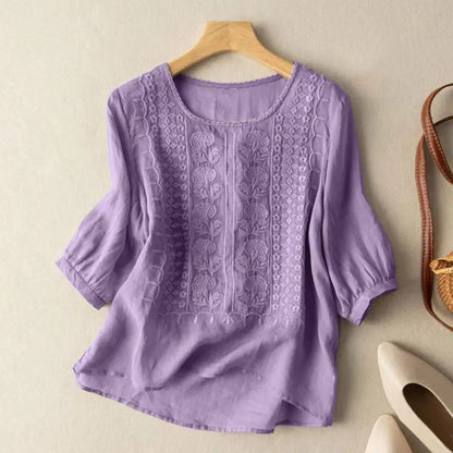 Floral Relaxed Blouse | Embroidered Everyday Top