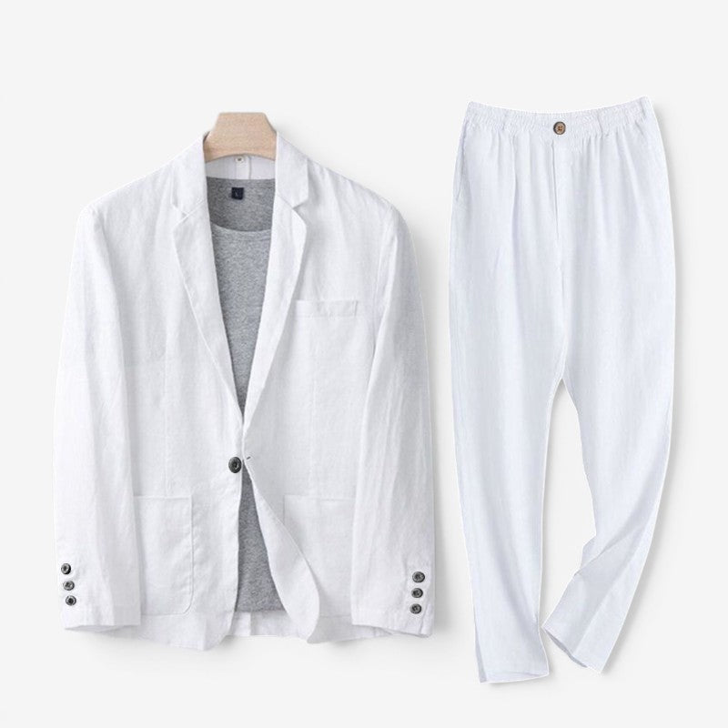 Linen Set | Blazer & Wide-Leg Trousers Two-Piece