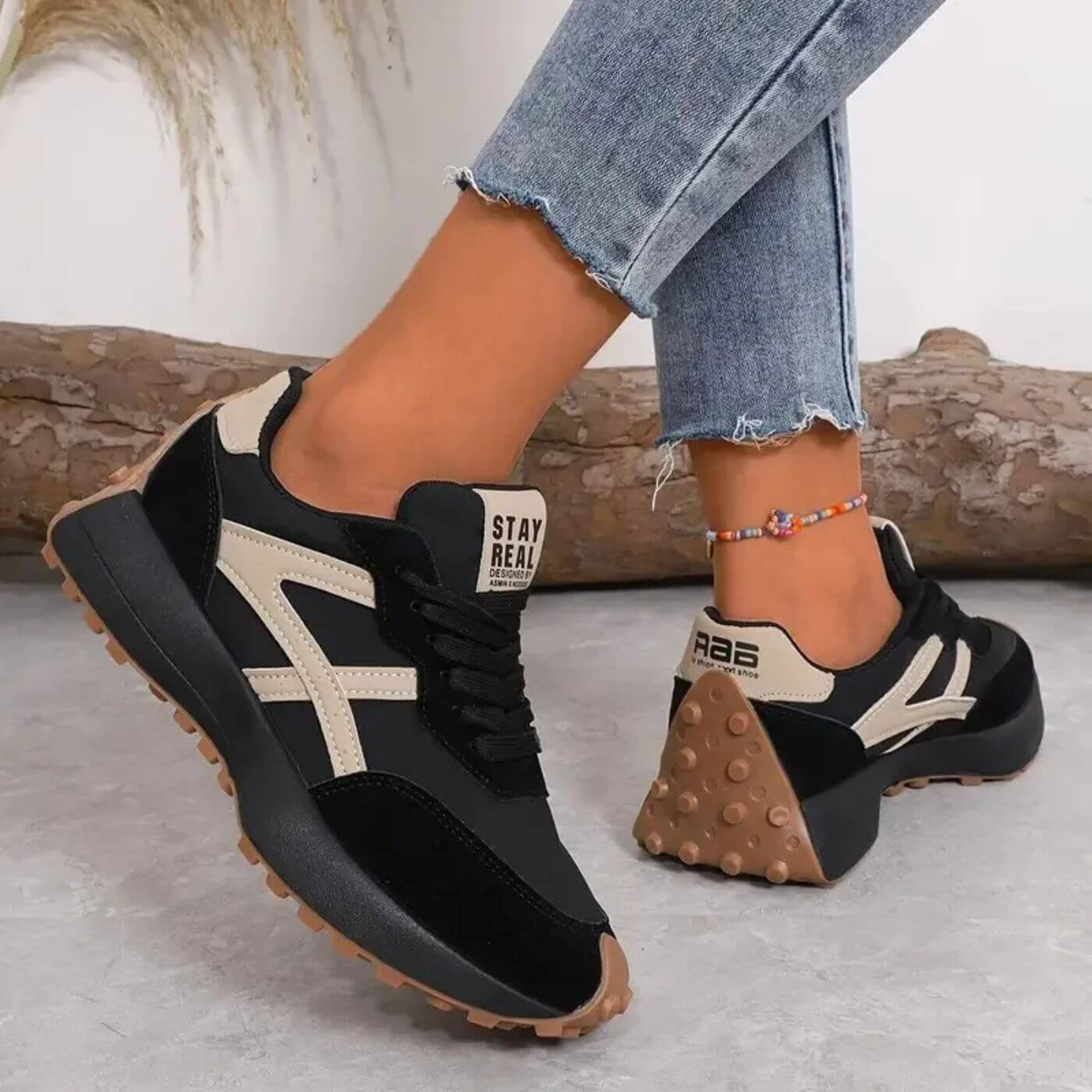 Orthopedic Sneakers | Panel Upper Lace-Up Trainers