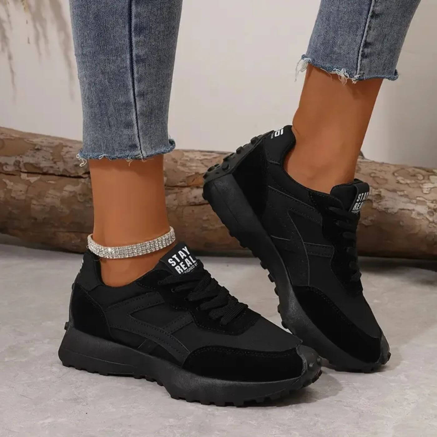 Orthopedic Sneakers | Panel Upper Lace-Up Trainers