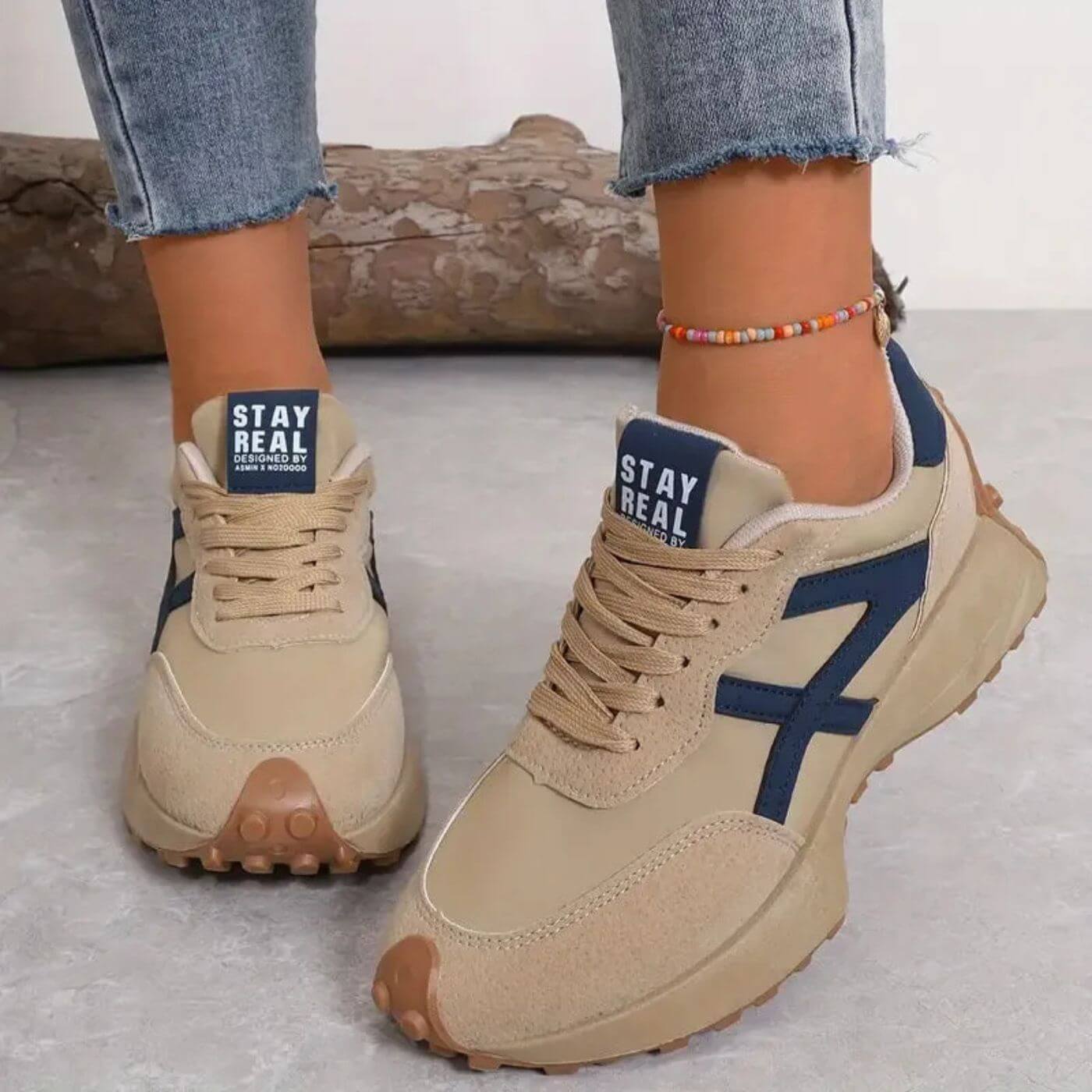 Orthopedic Sneakers | Panel Upper Lace-Up Trainers