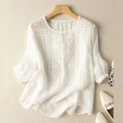 Floral Relaxed Blouse | Embroidered Everyday Top