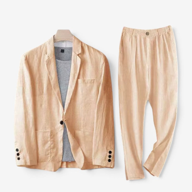 Linen Set | Blazer & Wide-Leg Trousers Two-Piece