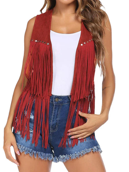 Fringe Vest | Sleeveless Open-Front Waistcoat