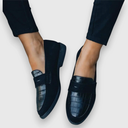 Orthopedic croc-embossed comfort loafers