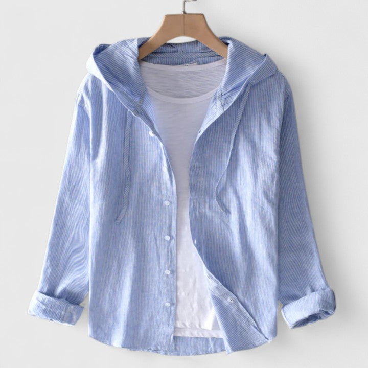 Hooded long-sleeve blouse