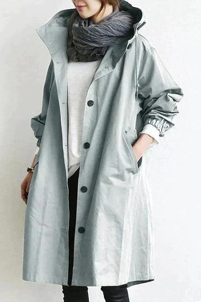 Women's hooded water-resistant raincoat