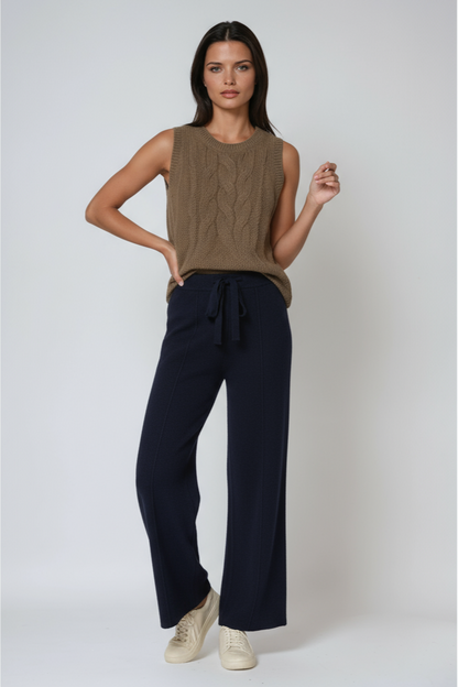 Cotton Knit Trousers | Drawstring Relaxed Fit Pants